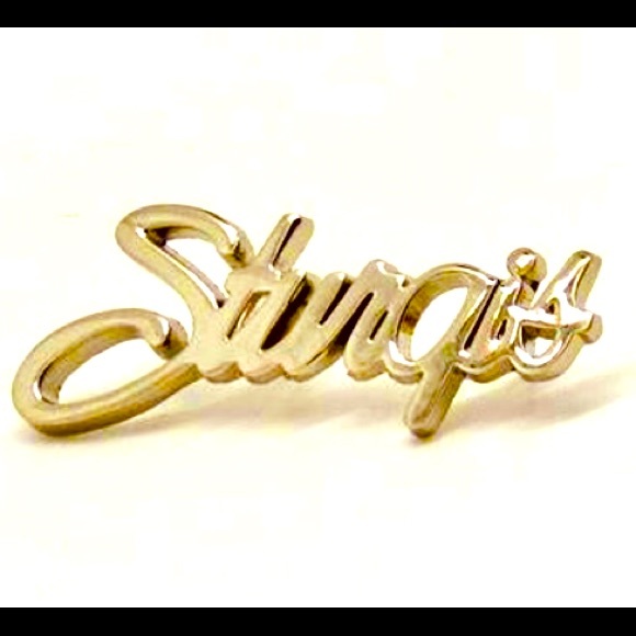 STURGIS Script gold plated Pin 
with posts size 1 1/2" x 1/2"  excellent cond - Picture 2 of 10